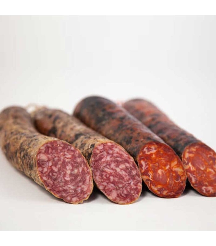 Lot Acorn sausage. Chorizo and Salchichón