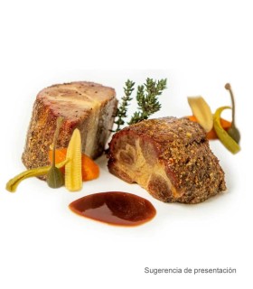 Iberische kraag Pastrami met groentesaus en tempranillo