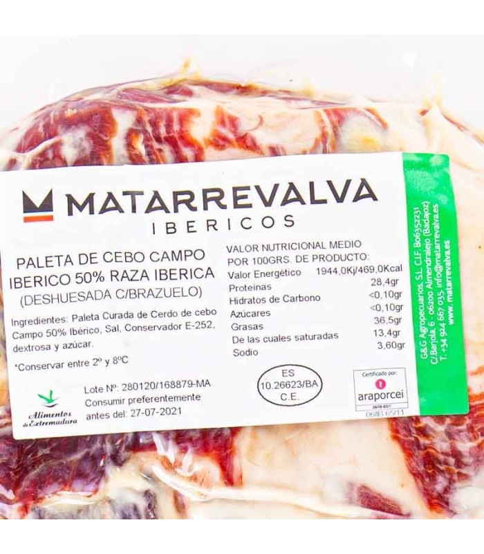 Ingrediente paleta din cebo Campo 50% ibérica Dezosat