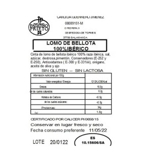 ingredientes Lomo de Bellota 100% Ibérico