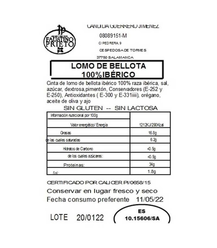ingredients 100% Iberian Bellota Loin