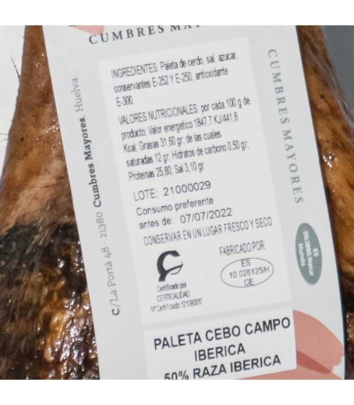 Etikett Paleta de Cebo de Campo 50% Ibérica.