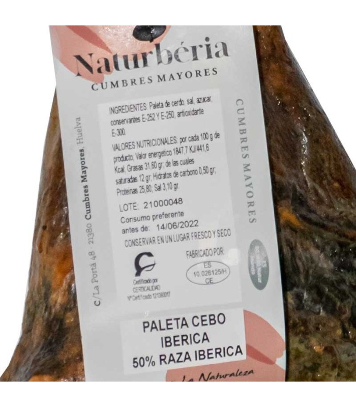 label Paleta de Cebo 50% Ibérica. Major Summits