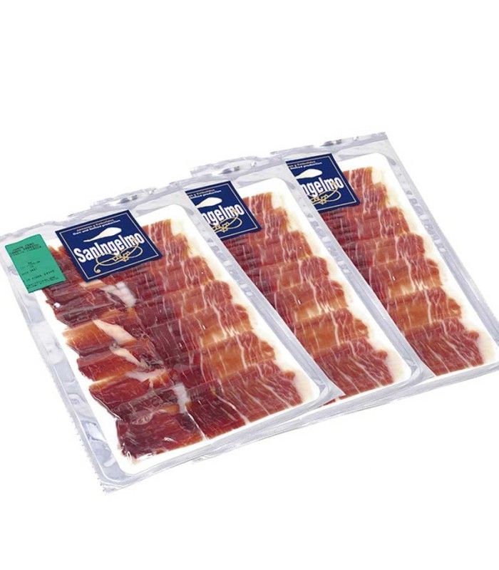 Sliced ham with knife