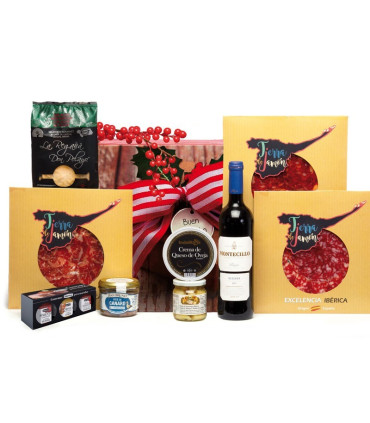 Panier de Noël jambon et vin