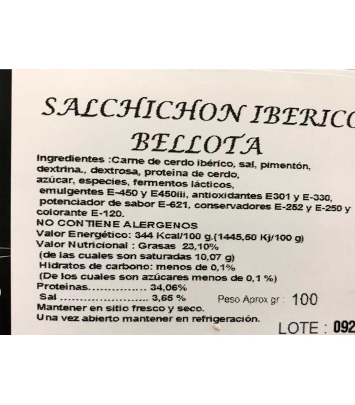 Ingredients Iberian acorn-fed sausage