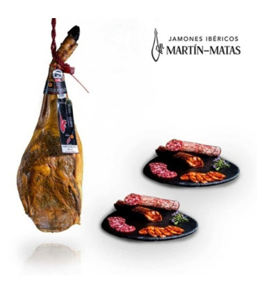 Lote paleta de bellota salsichas Martín Matas Ibérica 75% e bellota