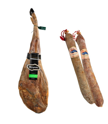 Cesta de Navidad con Jamón de Cebo de Campo 50% Ibérico. Melquiades