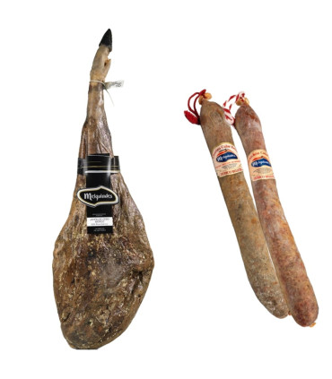 Cesta de Natal com Presunto Cebo 50% Ibérico. Melquiades
