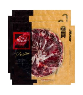 copy of Acorn-fed ham 50% Iberian Breed. Red label. Sliced in fetas