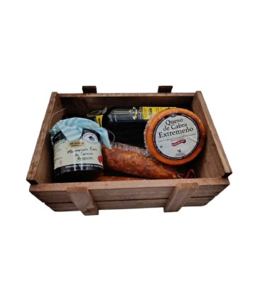Panier gourmand de fromage de chèvre et de saucisses ibériques