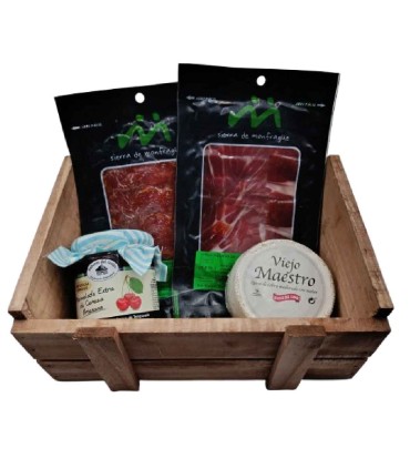 Panier gourmand de Jamón Ibérico et fromage de chèvre à la confiture