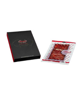 Schnitt paleta 100 % bellota Ibérico. Mit einem Messer schneiden