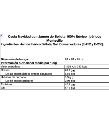 Cesta de Natal com Jamón de Bellota Ibérico Montecillo 100% ibérica - Cestas de Natal com fiambre - - 3