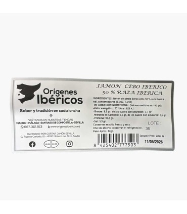 Label Ham cebo 50 % ibérico
