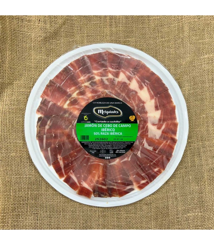 O país cebo ham 50% Ibérico com uma faca - Jamón Ibérico fatiado - - 2