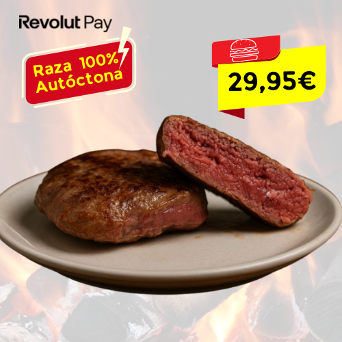 Hamburguesas Cebón 100% raza Autóctona Berrenda. Doble F